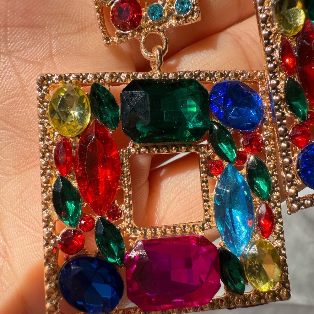 New! Multicolour Colourful Square Rhinestones Ear… - image 6